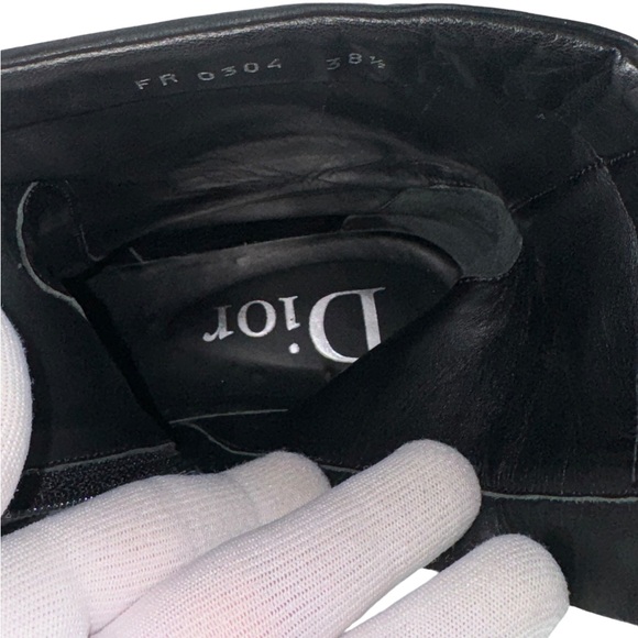 DIOR Logo Black Leather Women's Ankle Boots Marked as 8.5 US Made in Italy - Picture 9 of 14